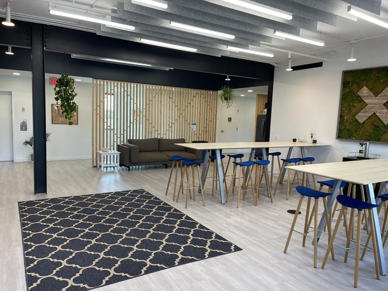 Lounge and communal tables, reset and event-ready
